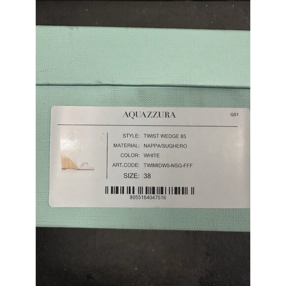 Aquazzura Twist 85 Wedge Sandals White Leather - Picture 4 of 8